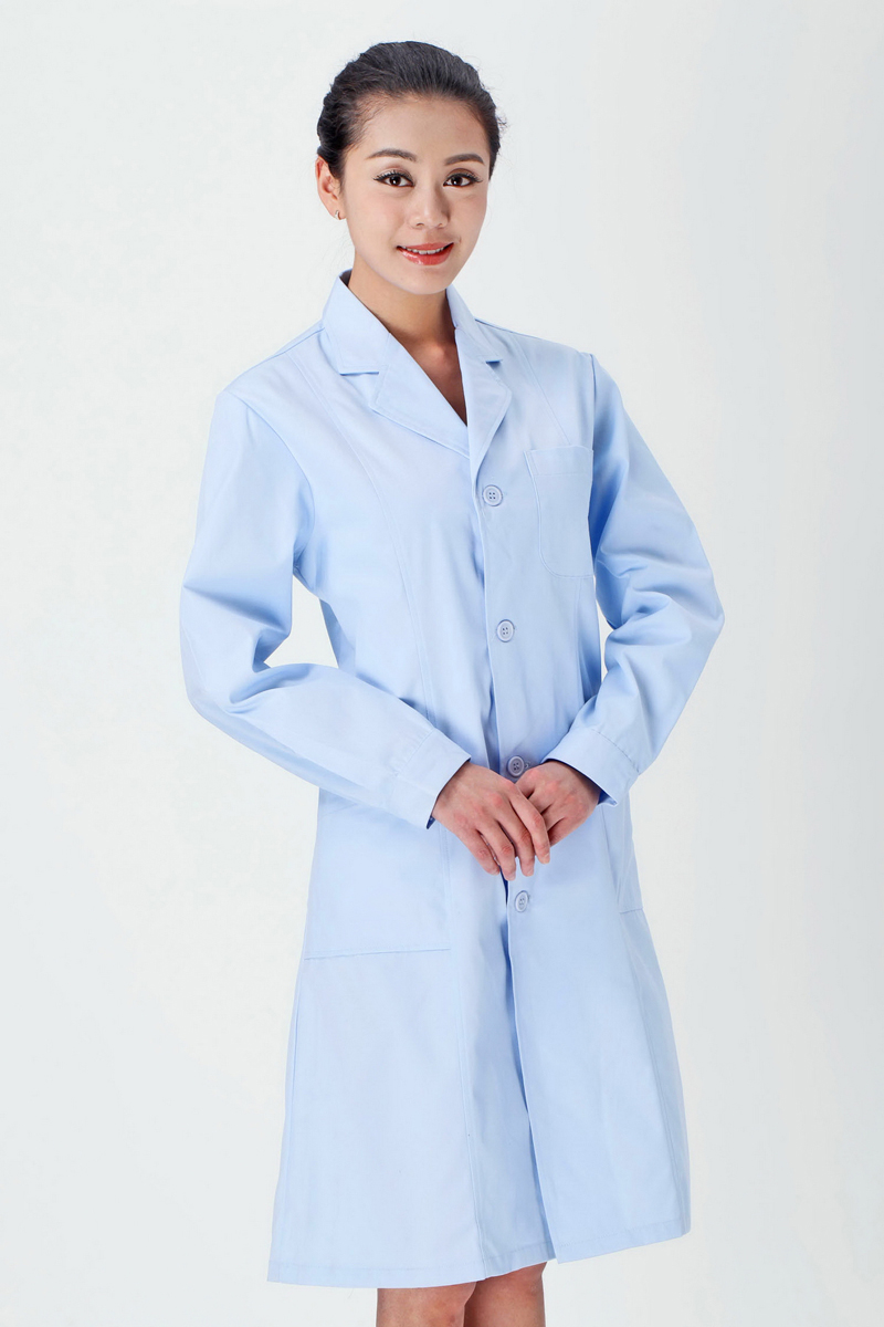 Female doctor's blue winter clothes