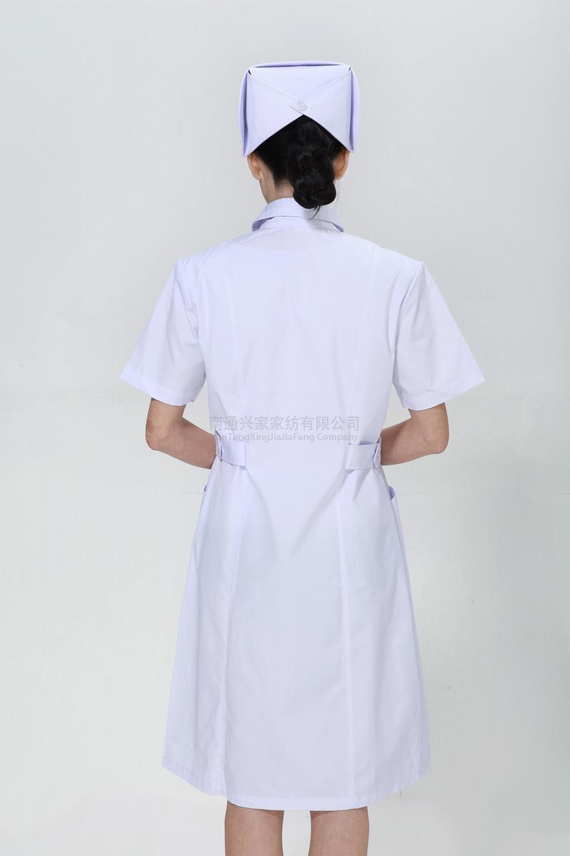 白色护士服夏装右偏襟尖领