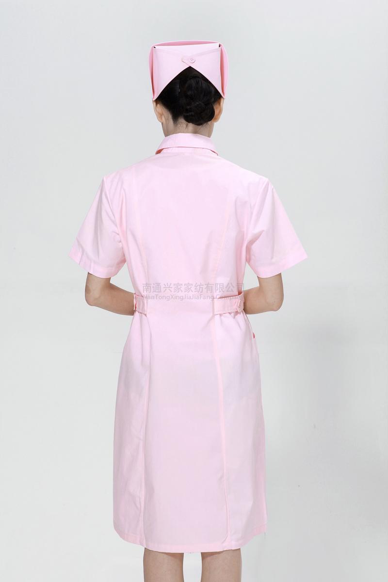 粉色护士服夏装右偏襟尖领