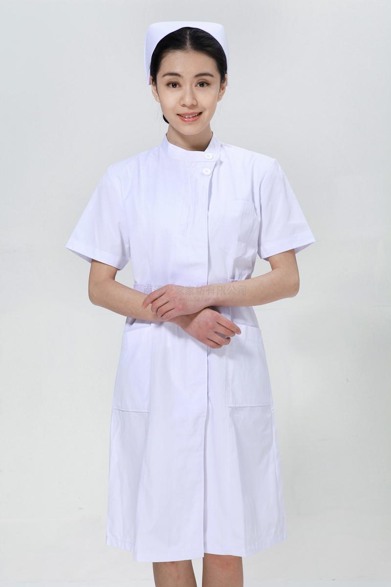 白色护士服夏装左偏襟立领