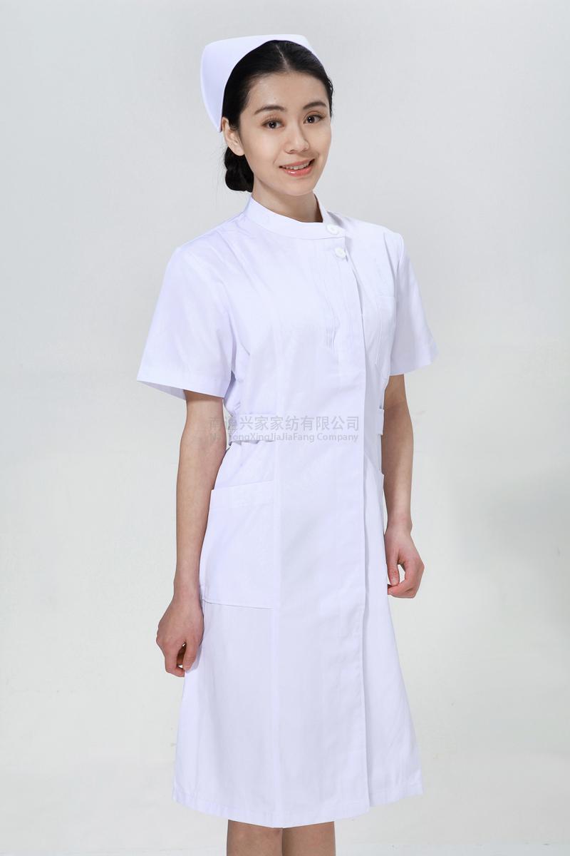 白色护士服夏装左偏襟立领