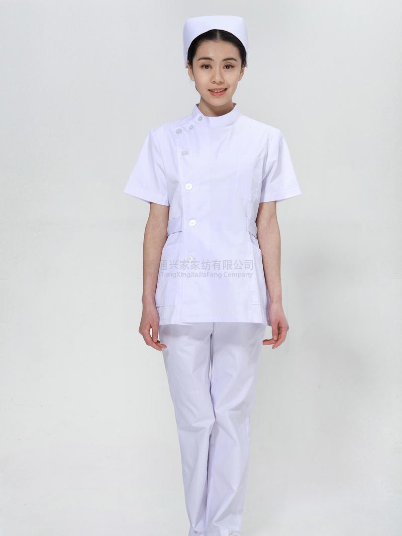 白色护士服夏款套装右偏襟立领