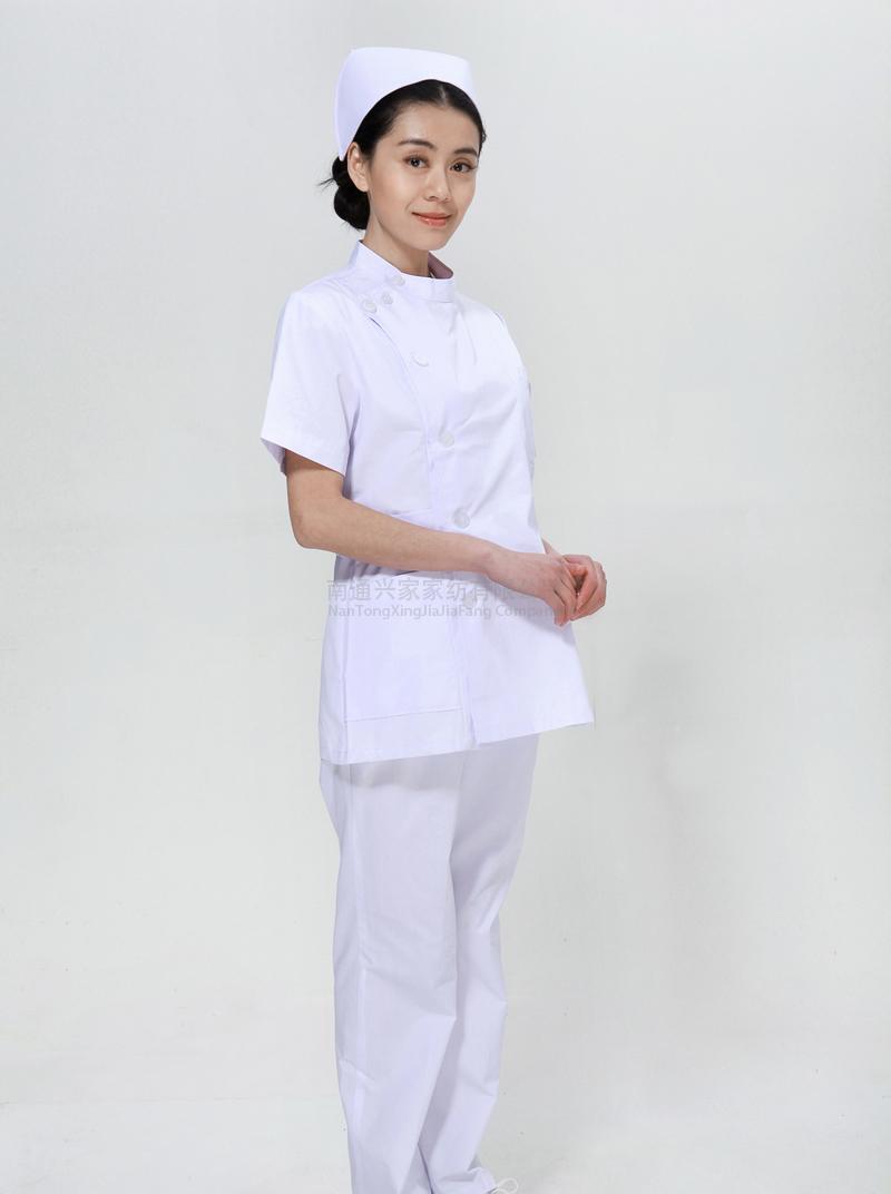 白色护士服夏款套装右偏襟立领